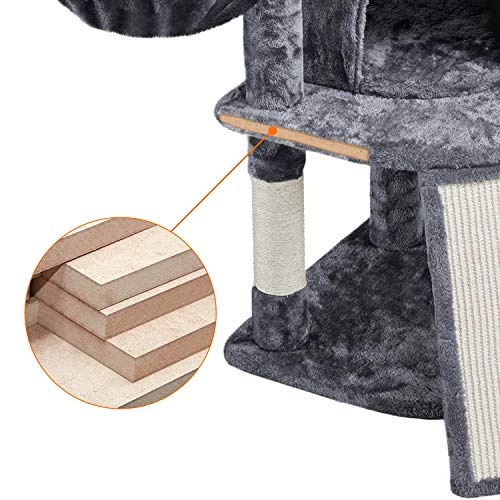 Yaheetech Árboles para Gatos Adultos Rascador Torre de Escalada Felpa para Gatito Poste de Rascar para Mascota 106cm Gris Oscuro