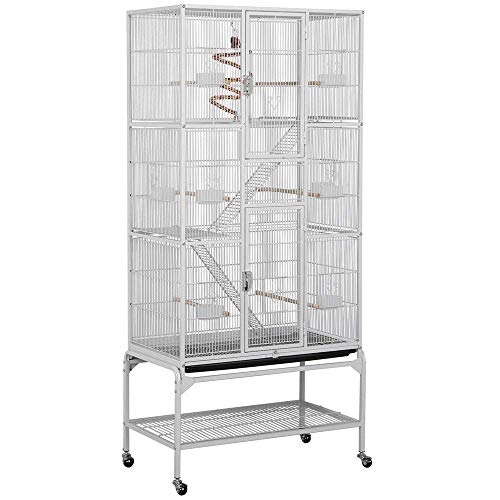 Yaheetech Jaula Grande para Pájaro con Ruedas 77 x 46,5 x 175,5 cm