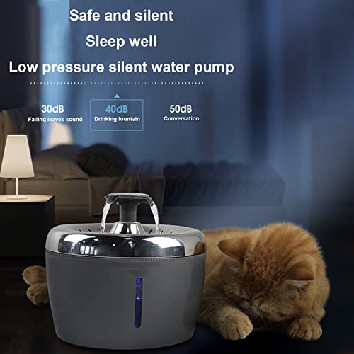 YAMIA1115 Dispensador de Agua Eléctrico para Mascotas Flujo de Agua para Perros y Gatos Dispensador de Agua de Acero Inoxidable Circulación de Agua Filtrada Cuádruple Silencioso,Black