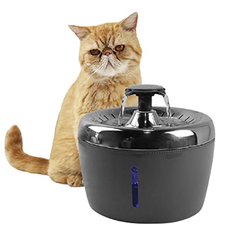 YAMIA1115 Dispensador de Agua Eléctrico para Mascotas Flujo de Agua para Perros y Gatos Dispensador de Agua de Acero Inoxidable Circulación de Agua Filtrada Cuádruple Silencioso,Black