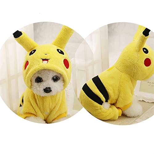 YangH Ropa de Mascotas otoño Invierno Lindo Gato Traje de Dibujos Animados Cosplay Gato Abrigo casero Pijamas Hoodie Gato Equipo Gatito Ropa Encantadora Moda (Color : Pikachu, Size : X-Large)