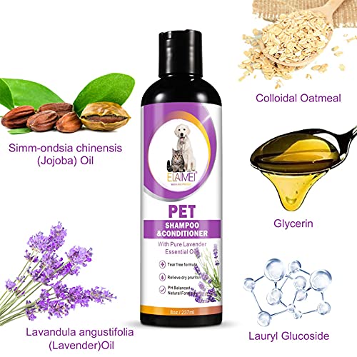 yanghui Champú y acondicionador para Perros - Champú para Cachorros para Pieles sensibles y con picazón Seca | Ingredientes Naturales, Fórmula Natural equilibrada con pH, Baño para Perros