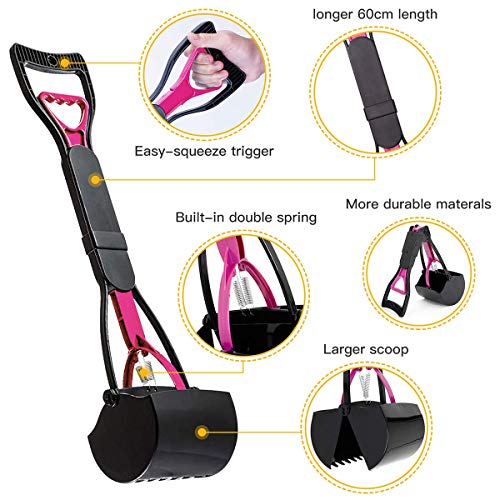 YANGMAN-C Gripper Portátil del Estiércol del Perro, Pinza del Estiércol del Perro, Perro De La Patio Pooper Scooper, Perro Plegable Dung Scoop para Gato, Palanca Fácil De Usar,Rosado