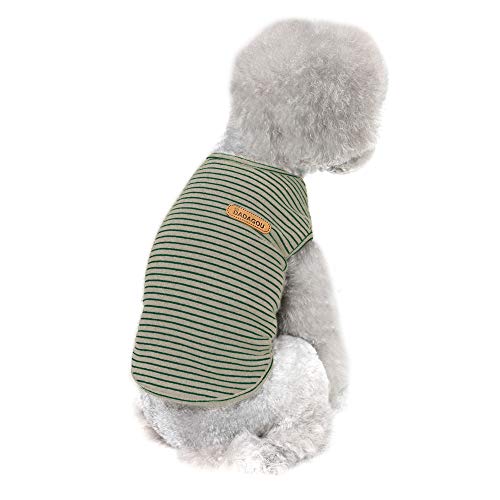 YAODHAOD Camiseta de Rayas para Perros, Camiseta básica de algodón sin Mangas con Chaleco sin Mangas para Mascotas, Camiseta de Verano Suave y Transpirable para Perros (Large)