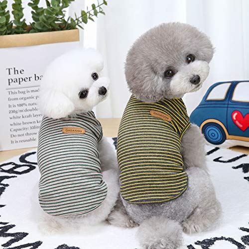 YAODHAOD Camiseta de Rayas para Perros, Camiseta básica de algodón sin Mangas con Chaleco sin Mangas para Mascotas, Camiseta de Verano Suave y Transpirable para Perros (Large)