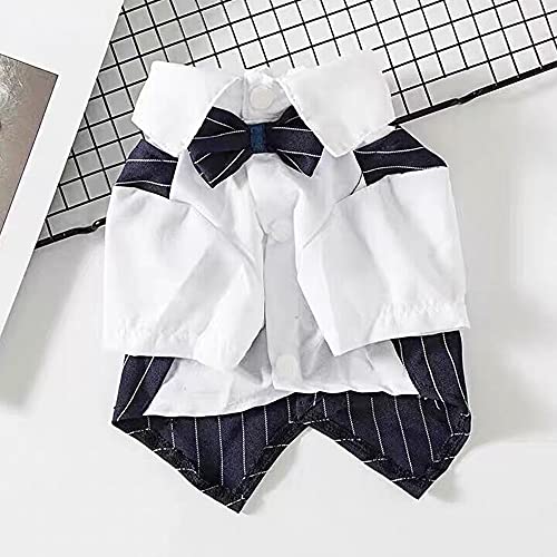 YAODHAOD Esmoquin de Perro a Rayas con Corbata, Traje de Perro para Fiesta de cumpleaños de Boda, Traje de Pajarita, Ropa para Mascotas para Perros pequeños (Negro, X-Large)