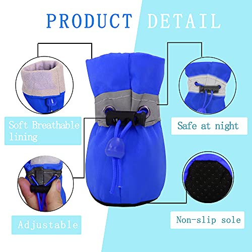 YAODHAOD Protector de Pata de Botas para Perros, Zapatos para Perros Antideslizantes, Estos Cómodos Zapatos Suave Tienen Correas Reflectantes, para Perros Pequeños (6, Azul)