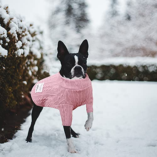 YAODHAOD Suéter de invierno cálido para mascotas, suéter de punto de cuello alto, abrigos para mascotas, cachorro, gato, sudadera para perros pequeños y medianos (pequeño, rosa)