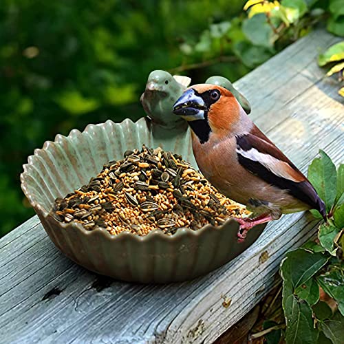 YAOLUU Casita Pajaros Exterior Baños de Nacimiento de cerámica Decoración de jardín Alimentador de Nacimiento Exquisito Acuario de cerámica Acabado Retro Alimentador de Aves Comedero Pajaros Exterior