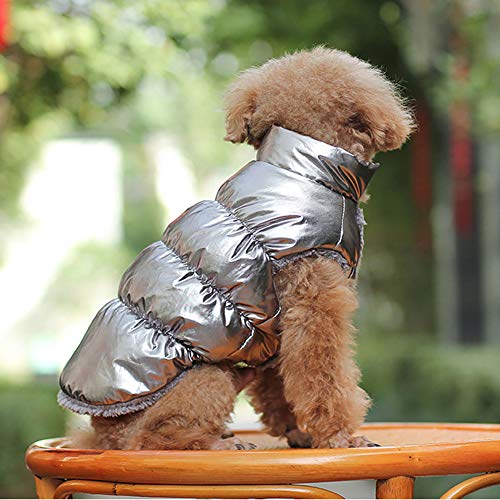 YAOTT Chaleco para Perros con Forro Polar, Chaqueta Impermeable de Plumas Abrigo de Invierno Cálido, Resistente al Viento, para Perritos Gatos, Mascotas, Yorkshire, Chihuahua Plata S