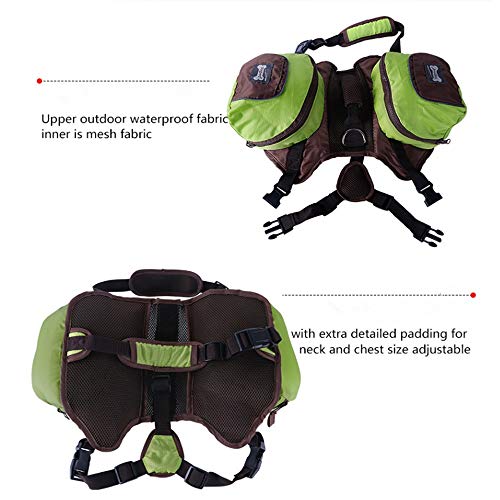 Yaunli Bolsa Impermeable Perro de una Silla Poliéster Senderismo Mochila Paquete for el Perro Perro Perros Bolsa de Viaje for al Aire Libre (Verde, Naranja, Rojo) alforjas Perro