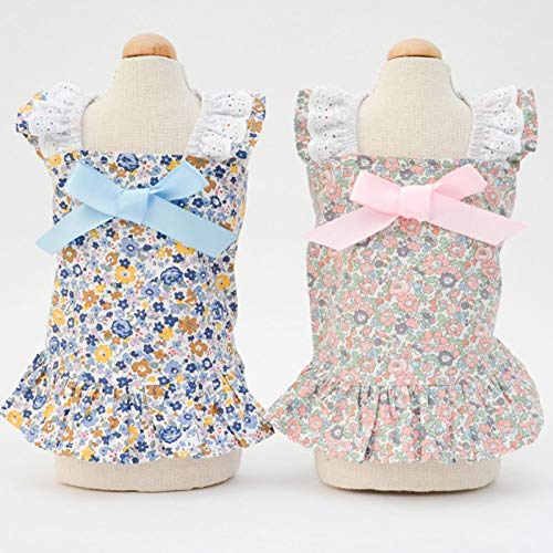 YDPDJ Vestidos florales para perros para ropa para mascotas Cuello de barco Cachorro Gato Chaleco Vestido Ropa Cinta de verano Bowknot Cozy Dog Shirt Falda para niñas