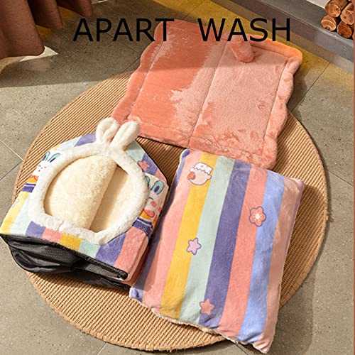 YHWD Gran Espacio Casitas para Perros PequeñOs, Totalmente ExtraíBle Y Lavable Casetas para Perros Interior, Casetas para Perros Exterior,Carrot,S