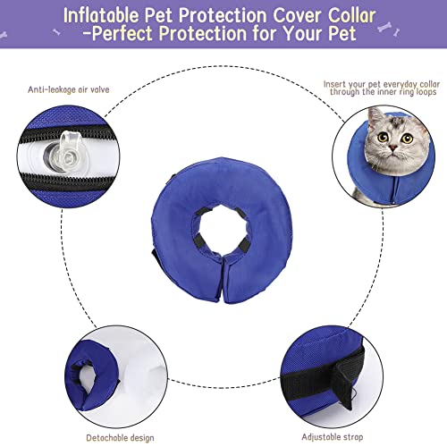 Yideng Collar Inflable de Cono para Perros, Collar de protección Suave para el Cuello de Perro con inflador Collar Inflable para Mascotas con Correa Ajustable E-Collar para Perros y Gatos (M)