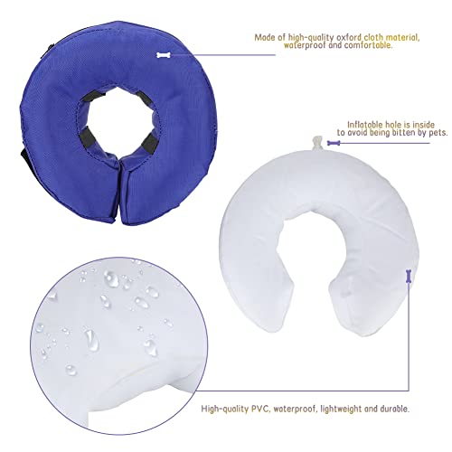 Yideng Collar Inflable de Cono para Perros, Collar de protección Suave para el Cuello de Perro con inflador Collar Inflable para Mascotas con Correa Ajustable E-Collar para Perros y Gatos (M)