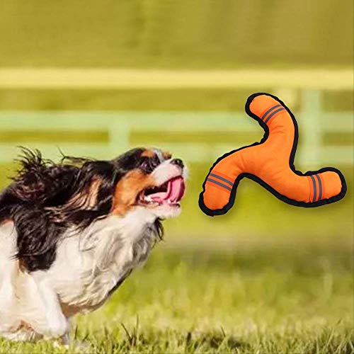 YIJIA Triángulo Boomerang Juguete para Perro Frisbee Reflectante Pequeño Mediano Grande Mordeduras De Perro Entrenamiento para Mascotas Dart Chew Toy 26Cm Naranja