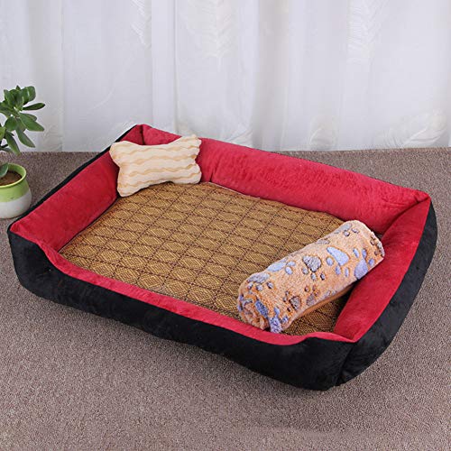 yijkgfh No Era-Slip Cama para Perros con Verano Dormir Colchoneta, Alfombra Extraíble De La Cama del Perro Fondo Resistente Al Agua Lavable Sofá Sofá Cama para Mascotas-Rojo S