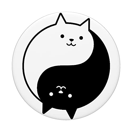 Yin Yang Gato Yoga Zen Gato Blanco y Negro PopSockets PopGrip Intercambiable