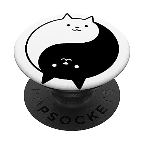 Yin Yang Gato Yoga Zen Gato Blanco y Negro PopSockets PopGrip Intercambiable