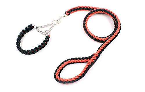 Yisatann Correas de adiestramiento caninas Nylon Rope Large Dog Leashes Rojo Pet Traction Rope Collar de Collar para Perros Grandes-S