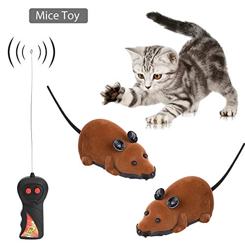 YJYJ Ratón inalámbrico para gato perro rata divertida novedad regalo mascota juguete control remoto (marrón)