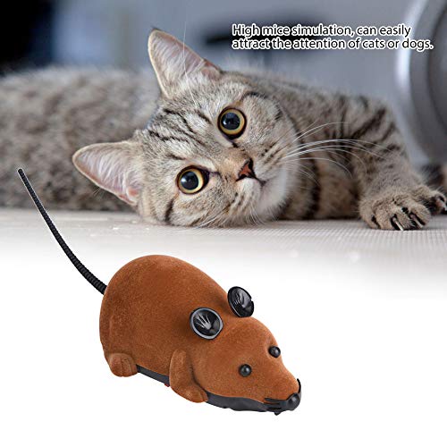 YJYJ Ratón inalámbrico para gato perro rata divertida novedad regalo mascota juguete control remoto (marrón)