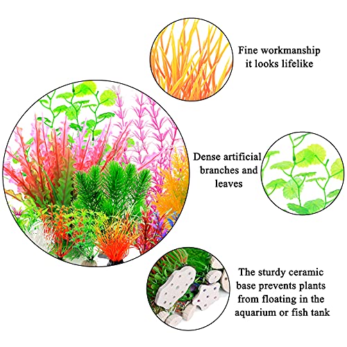 YMHPRIDE 22 Plantas Artificiales para pecera, Plantas de Agua de Algas Marinas para Acuario, Plantas de plástico acuáticas vívidas, Plantas de decoración para peceras de Acuario