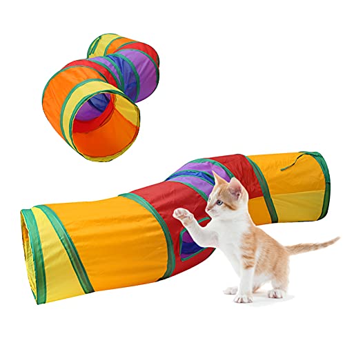 YngFfb Túnel para Gatos, 1 PCS Juguete De Túnel De Gato, Túnel De Juguete Plegable para Gatos y Mascotas, Túnel De Juego para Gatos con Arcoíris De Un Solo Paso