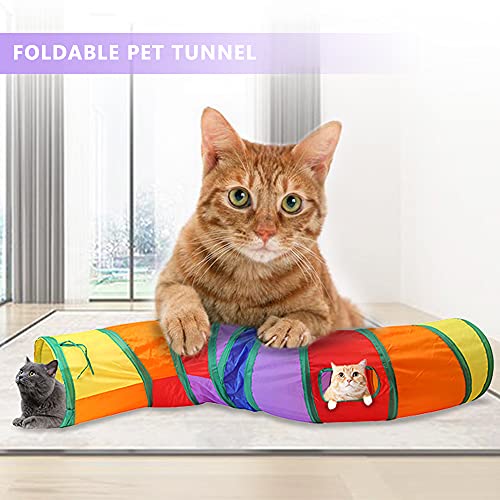 YngFfb Túnel para Gatos, 1 PCS Juguete De Túnel De Gato, Túnel De Juguete Plegable para Gatos y Mascotas, Túnel De Juego para Gatos con Arcoíris De Un Solo Paso