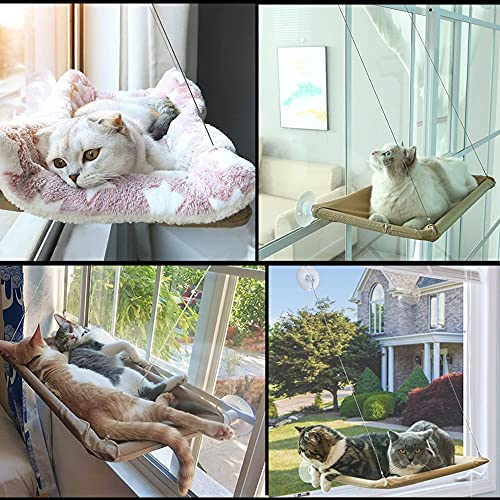 Yolistar Ventana Montada Hamaca para Gato, Ventana de Gato Cama de Hamaca con 4 Ventosas Grandes, Asiento de Ventana para Gato Hamaca para Cualquier Gato (Tela Oxford, Soportar hasta 15kg, 54x32cm)