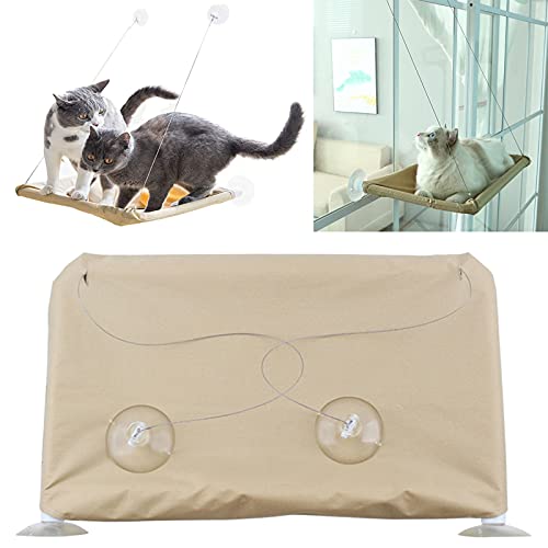 Yolistar Ventana Montada Hamaca para Gato, Ventana de Gato Cama de Hamaca con 4 Ventosas Grandes, Asiento de Ventana para Gato Hamaca para Cualquier Gato (Tela Oxford, Soportar hasta 15kg, 54x32cm)