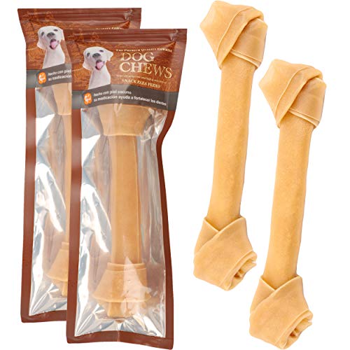 YOMMY® Hueso Nudo para Perros Delicioso Snack para Perro en Forma de Hueso ( 100% piel de vaca) Antiestrés para nuestro can y Fortalecedor de Dientes YM-1108 (18cm 2 Unidades)