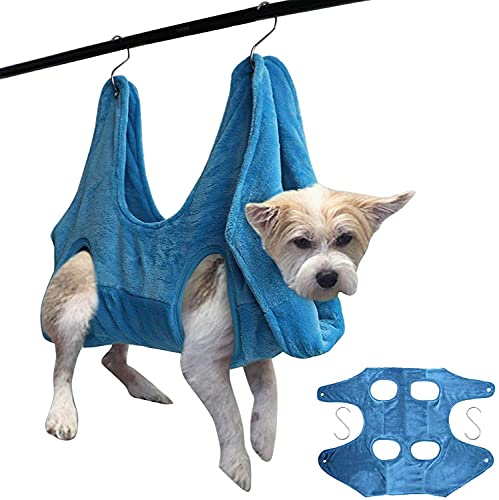 Youehsent Dog Grooming Hammock, Hammock Helper Dog/Cat Grooming Hammock, Dog/Cat Harness for Trimming Nails, 2 in 1 Pet Bath Towel for Bathing Washing Grooming and Trimming Nails (S)