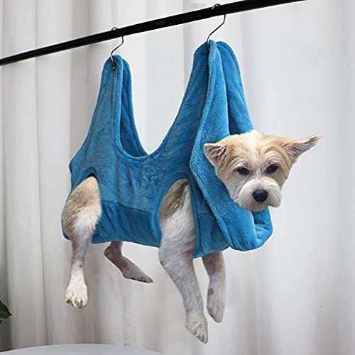 Youehsent Dog Grooming Hammock, Hammock Helper Dog/Cat Grooming Hammock, Dog/Cat Harness for Trimming Nails, 2 in 1 Pet Bath Towel for Bathing Washing Grooming and Trimming Nails (S)