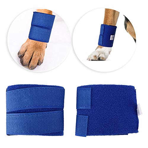 YOUTHINK 2 unids/Set Protector de Rodilla para Perro para Pierna Delantera, Azul poliéster algodón Mascota muñequera Protector de Rodilla lesión quirúrgica Pierna Delantera rehabilitación(L-Azul)