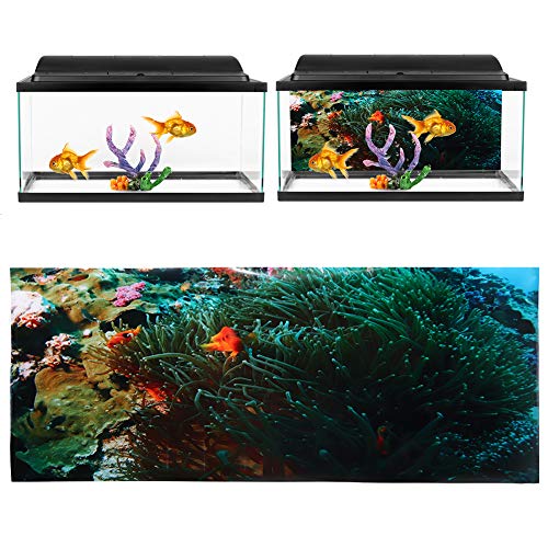 YOUTHINK Acuario Decoración Fondo Cartel Pegatina PVC Adhesivo Coral Pequeño Pez Patrón(61 * 41Cm)