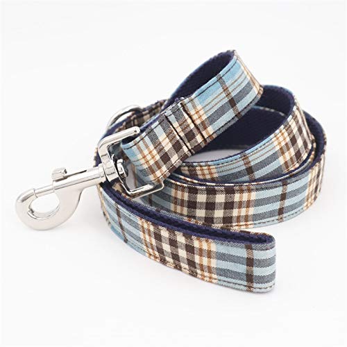 YUEHAN Collar De Perro Collar De Perro A Cuadros Azul Corbata De Lazo A Juego para 5 Tamaños A Elegir, Los Mejores Regalos De Collar De Perro De Boda para Su Mascota