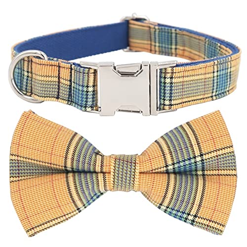 YUEHAN Collar De Perro Collar De Perro A Cuadros Clásico, Corbata De Lazo, Correa A Juego para 5 Tamaños para Elegir, Los Mejores Regalos De Collar De Perro De Boda para Su Mascota