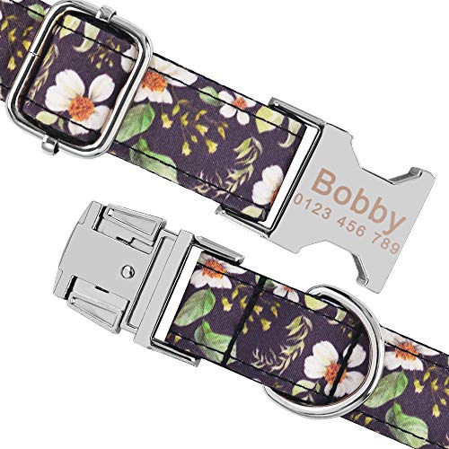 YUEHAN Collar De Perro Collar De Perro Ajustable Personalizado Durable Nylon Grabado Libre Nombre De Identificación Niño Niña Collar Perro Chihuahua