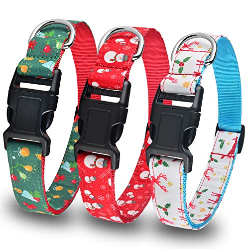 YUEHAN Collar De Perro Collar De Perro De Navidad Ajustable Navidad Nylon Duradero Impreso Collar De Niño Niña Perro Chihuahua Collar De Nailon Regalo De Cachorro