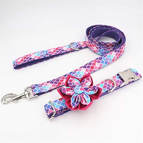 YUEHAN Collar De Perro  Collar De Perro De Niña Sirena, Flor De Perro para Regalo De Perro Grande Y Pequeño