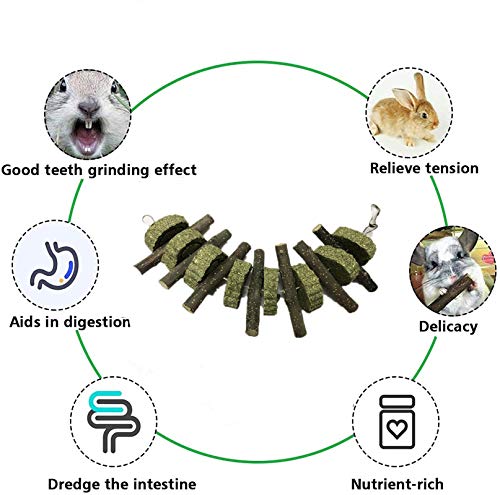 YUEMING Juguetes Masticar Conejos, Juguetes Animales Pequeños, Natural Manzana Palos de Madera Pastel de Hierba, Dientes de Molienda Juguete de Masticar para los Conejos Chinchilla Hámsters Cobayas