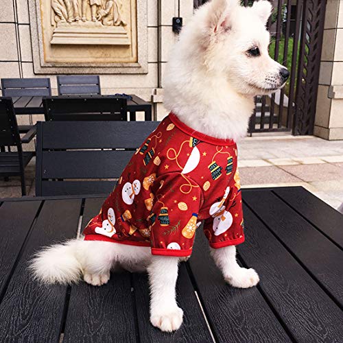 YUESEN Disfraz de Perro Navideño Suéter de Invierno para Mascotas Muñeco de Nieve Patrón Lindo Abrigo de Navidad Ropa Cómodo Abrigo de Perro Suave 2 Piezas (M)