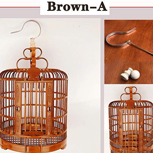 YUESFZ Jaulas para pájaros Jaulas De Pájaros De Bambú Hechas A Mano, Villa Jardín Chinese Thrush Bird, Accesorios Vintage para Pajareras Grandes (Color : Brown-A 33cm)