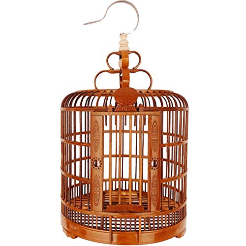 YUESFZ Jaulas para pájaros Jaulas De Pájaros De Bambú Hechas A Mano, Villa Jardín Chinese Thrush Bird, Accesorios Vintage para Pajareras Grandes (Color : Brown-A 33cm)