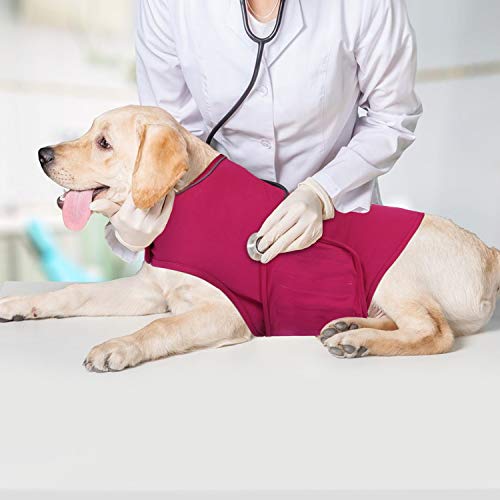 YUKOOL Abrigo de ansiedad para perros, utilizada para terapia instantánea para exceso de emoción en rayos y fuegos artificiales para mantener la comodidad calmante (L, rojo rosa)