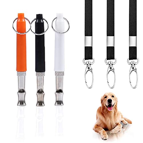 YYUU 3 Piezas Silbato para Entrenamiento Perros, Silbato De Ultrasonidos, Silbato Entrenador, Silbato para Perros con Cordón, para Adiestramiento De Perros y Control De Ladridos (3 Colores)