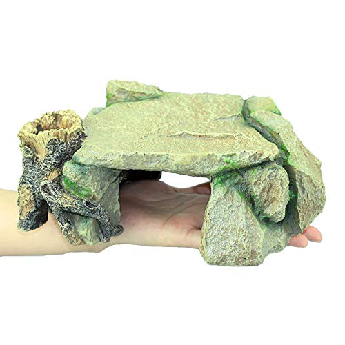 YzDnF Plataforma de Recogida de Reptiles acuáticos Resina Creativa Reclinación Reptil Terraza Plataforma Basking Anfibios Escondite for Los Pequeños Animales Domésticos En Reposo Juego