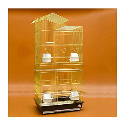 YZERTLH Jaula Pajaros 100cm azotea Grande pájaro de Metal de la Jaula del Loro de Budgie Lovebird Finch Jaula del pájaro del Animal doméstico con la Escala y la cría Box (Oro) Jaulas para Pajaros