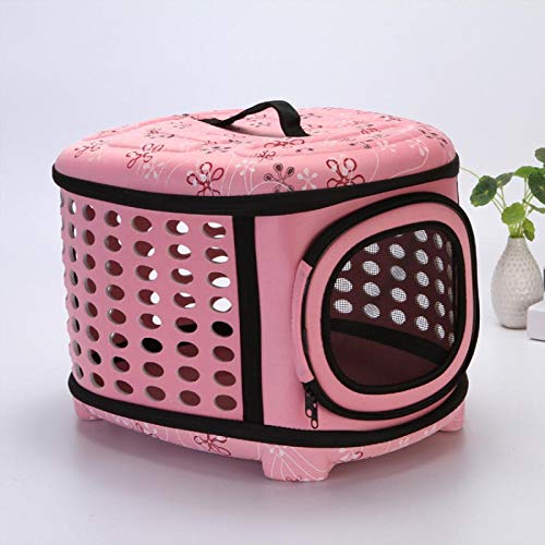 ZALE - Bolsa de viaje para mascotas con diseño hueco transpirable y plegable, Rosa, 45X38X32CM